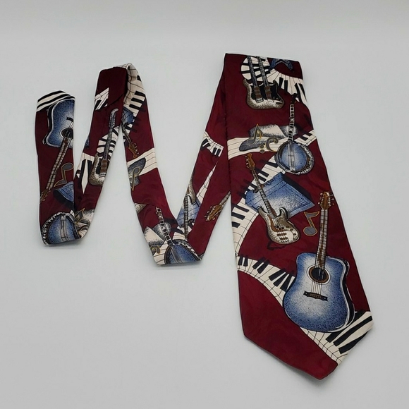 Guitar Banjo Silk Neck Tie Surrey Instruments - Picture 1 of 6